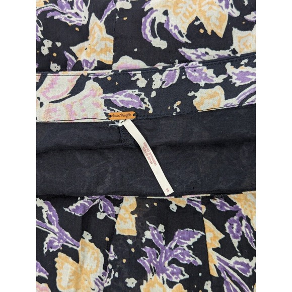 Free People Womens 8 End of the Island Godet Purple Floral High Waist Mini Skirt - Picture 8 of 12